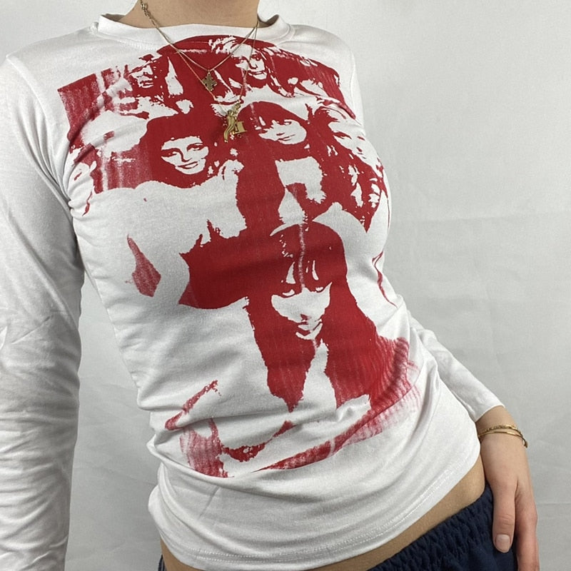 Top largo vintage de mujer de los años 90 – Rojo